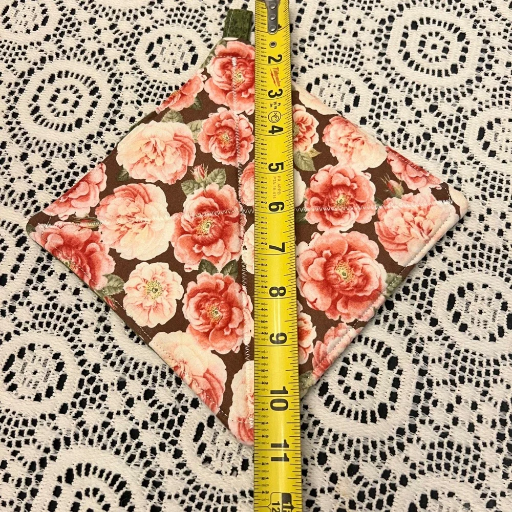 Handmade Pink Floral Potholder | Cottage
